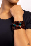 Paparazzi Paradise Palazzo - Blue Wood Bracelet