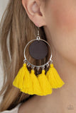 Paparazzi Yacht Bait - Yellow Fringe Tassel Earrings