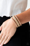Paparazzi Rollin In Rhinestones - Gold Wrap Bracelet - The Jewelry Box Collection 