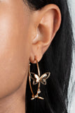 Paparazzi Full Out Flutter - Gold Butterfly Hoop Earrings