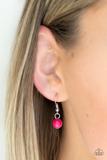Paparazzi Inde-PENDANT Idol - Pink Bead - Silver Pendant - Necklace & Earrings