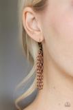 Paparazzi Ready To Pounce - Copper - Hammered Plates - Half-Moon Pendant - Necklace & Earrings