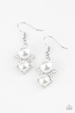 Paparazzi Mrs. Gatsby - White Pearls and Rhinestones - Earrings