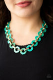 Paparazzi Fashionista Fever - Blue - Acrylic Frames - Gold Fittings - Necklace and matching Earrings