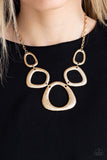 Paparazzi Backstreet Bandit - Gold Necklace and Matching Earrings - The Jewelry Box Collection 