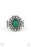 Paparazzi Please and Thank You Green Bead - Antiqued Silver Studs - Ring - Fashion Fix Exclusive September 2019
