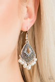 Paparazzi Gracefully Gatsby White Pearl Silver Earrings