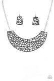 Paparazzi Powerful Prowl - Black Necklace and Matching Earrings