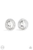 Paparazzi Cost A Fortune - White Gem - Rhinestones - Clip On Earrings