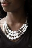 Paparazzi Dream Pop - White Beads - Silver Necklace and matching Earrings