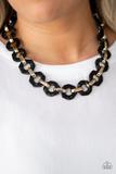 Paparazzi Fashionista Fever - Black - Hexagon Acrylic Frames - Necklace and matching Earrings