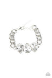 Paparazzi Bring Your Own Bling - White Teardrop Gems - Dramatic Silver Chain Bracelet - The Jewelry Box Collection 