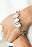 Paparazzi Bring Your Own Bling - White Teardrop Gems - Dramatic Silver Chain Bracelet - The Jewelry Box Collection 