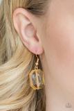 Paparazzi Ice Bank - Gold Emerald Cut - Acrylic Necklace and matching Earrings