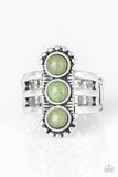 Paparazzi Rio Trio - Green beads - Silver Ring