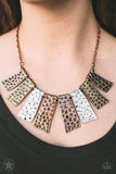 Paparazzi A Fan of the Tribe Necklace and Matching Earrings - The Jewelry Box Collection 