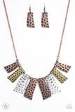 Paparazzi A Fan of the Tribe Necklace and Matching Earrings - The Jewelry Box Collection 