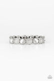 Paparazzi Take A Moment To Reflect - White - Glittery Rhinestones, Silver Stretchy Bracelet