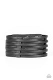 Paparazzi The Starting Lineup - Black Leather Urban Bracelet - 2019 Convention Exclusive