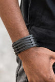 Paparazzi The Starting Lineup - Black Leather Urban Bracelet - 2019 Convention Exclusive