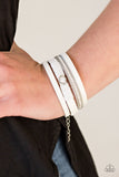 Paparazzi Catwalk Craze - White - Silver Chain / White Rhinestone Bracelet