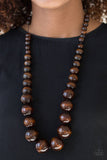 Paparazzi Effortlessly Everglades Brown Wood Necklace - The Jewelry Box Collection 