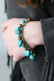 Paparazzi Practical Paleo - Brass - Green Bead Bracelet