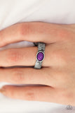 Paparazzi Zebra Zen - Purple Bead - Silver - Dainty Band Ring
