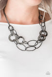 Paparazzi Metallic Maverick - Black Necklace and Matching Earrings