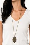 Paparazzi Natural Re-LEAF - Brass Rhinestone Leaf Necklace - 2019 Convention Exclusive