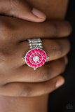 Paparazzi High-Tide Pool Party - Pink Beads - White Rhinestones - Silver Ring
