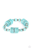 Paparazzi Sagebrush Serenade - Blue - Turquoise Stone - Stretchy Band Bracelet