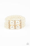 Paparazzi Romance Remix - Gold Pearl Bracelet - The Jewelry Box Collection 