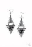 Paparazzi El Paso Edge - Black Earring - The Jewelry Box Collection 