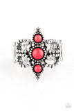 Paparazzi Outback Oasis - Red Stones - Silver Studded Ring