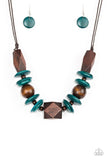 Paparazzi Pacific Paradise blue wood Necklace - The Jewelry Box Collection 