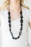 Paparazzi Carefree Cococay - Black Wood Necklace - The Jewelry Box Collection 