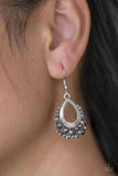 Paparazzi Table For Two - Silver - Rhinestones - Teardrop Earrings