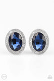Paparazzi Only FAME In Town - Blue Clip on Earring - The Jewelry Box Collection 