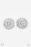 Paparazzi Buckingham Beauty - White Clip-On Earring - The Jewelry Box Collection 