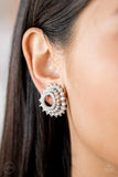 Paparazzi Buckingham Beauty - White Clip-On Earring - The Jewelry Box Collection 