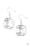 Paparazzi Me, Myself, and IDOL - White Silver Rhinestone Earrings