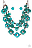 Paparazzi Catalina Coastin Blue Wood Necklace and Matching Earrings - The Jewelry Box Collection 