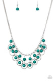 Paparazzi Really Rococo - Green Necklace with matching pair of earrings