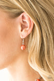 Paparazzi The Upstater - Orange Pearls - Silver Beads - Silver Chain Necklace and matching Earrings