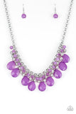 Paparazzi Trending Tropicana - Purple - Beads - Teardrop - Bold Interlocking Silver Chains Necklace