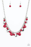 Paparazzi Flirtatiously Florida - Red - Necklacewith matching earrings