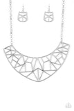 Paparazzi Strike While HAUTE - Silver Necklace and matching Earrings