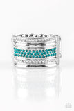 Paparazzi top dollar drama blue ring - The Jewelry Box Collection 