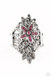 Paparazzi Formal Floral - Pink - Rhinestones Flower - Whimsical Finish - Ring